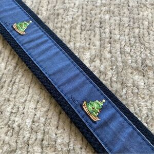 Vineyard Vines Christmas Tree Belt Size 28 Leather Canvas Holiday Preppy